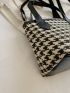 Mini Houndstooth Pattern Top Handle Bag
