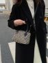 Mini Houndstooth Pattern Top Handle Bag