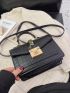 Crocodile Embossed Chain Decor Square Bag
