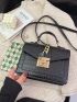 Crocodile Embossed Chain Decor Square Bag
