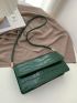 Crocodile Embossed Flap Baguette Bag