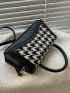 Houndstooth Graphic Flap Satchel Bag