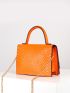 Mini Chain Decor Crocodile Embossed Single Handle Handbag