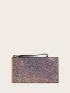 Glitter Decor Zip Clutch Bag