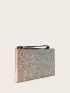 Glitter Decor Zip Clutch Bag