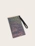 Glitter Decor Zip Clutch Bag