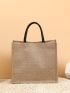Letter Graphic Top Handle Bag With Coin Purse