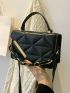 Mini Chain Decor Quilted Flap Satchel Bag