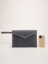 Studded Decor Felt Clutch Bag