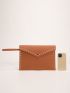 Studded Decor Felt Clutch Bag