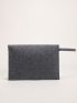Studded Decor Felt Clutch Bag