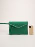 Studded Decor Felt Clutch Bag