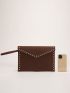 Studded Decor Felt Clutch Bag