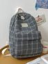 Plaid Pattern Letter Patch Classic Backpack