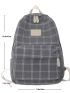 Plaid Pattern Letter Patch Classic Backpack
