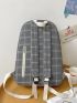 Plaid Pattern Letter Patch Classic Backpack