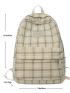 Plaid Pattern Letter Patch Classic Backpack