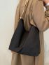 Snap Button Shoulder Tote Bag