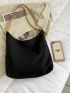 Snap Button Shoulder Tote Bag
