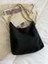 Snap Button Shoulder Tote Bag