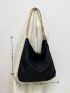 Snap Button Shoulder Tote Bag