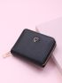 Heart Decor Textured Small Wallet