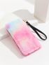 Ombre Fluffy Long Wallet With Wristlet