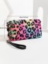 Colorblock Leopard Graphic Fluffy Long Wallet