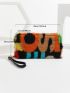 Letter Graphic Fluffy Long Wallet
