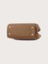 Litchi Embossed Satchel Bag With Bag Charm