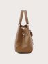 Litchi Embossed Satchel Bag With Bag Charm