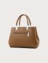Litchi Embossed Satchel Bag With Bag Charm