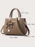 Litchi Embossed Satchel Bag With Bag Charm