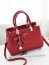 Pebble Embossed Bucket Bag With Bow Charm