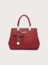 Pebble Embossed Bucket Bag With Bow Charm