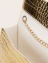 Mini Crocodile Embossed Chain Square Bag