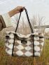 Plaid Fluffy Large Capacity Tote Bag