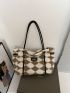 Plaid Fluffy Large Capacity Tote Bag