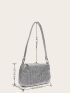 Rhinestone Decor Baguette Bag