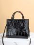 Mini Twilly Scarf Decor Crocodile Embossed Square Bag
