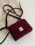 Quilted Turn-lock Velvet Crossbody Bag