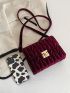 Quilted Turn-lock Velvet Crossbody Bag