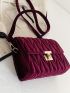 Quilted Turn-lock Velvet Crossbody Bag