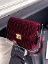 Quilted Turn-lock Velvet Crossbody Bag