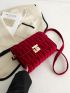 Quilted Turn-lock Velvet Crossbody Bag