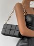 Quilted Pattern Chain Square Bag