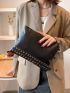 Metallic Decor Square Bag With Wristlet