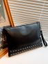 Metallic Decor Square Bag With Wristlet