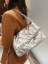 Metallic Quilted Chain Square Bag