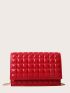 Mini Artificial Patent Leather Geo Embossed Flap Square Bag